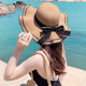 Polka dot streamer raffia straw hat sun hat fashion cool hat female seaside bow summer big eaves sunscreen sunshade beach