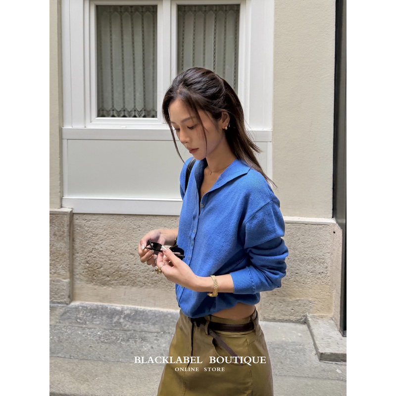 Blakclabel Nana's Same Style 26 Early Autumn New Collection Blue Wool Blend Turtleneck Knit Sweater