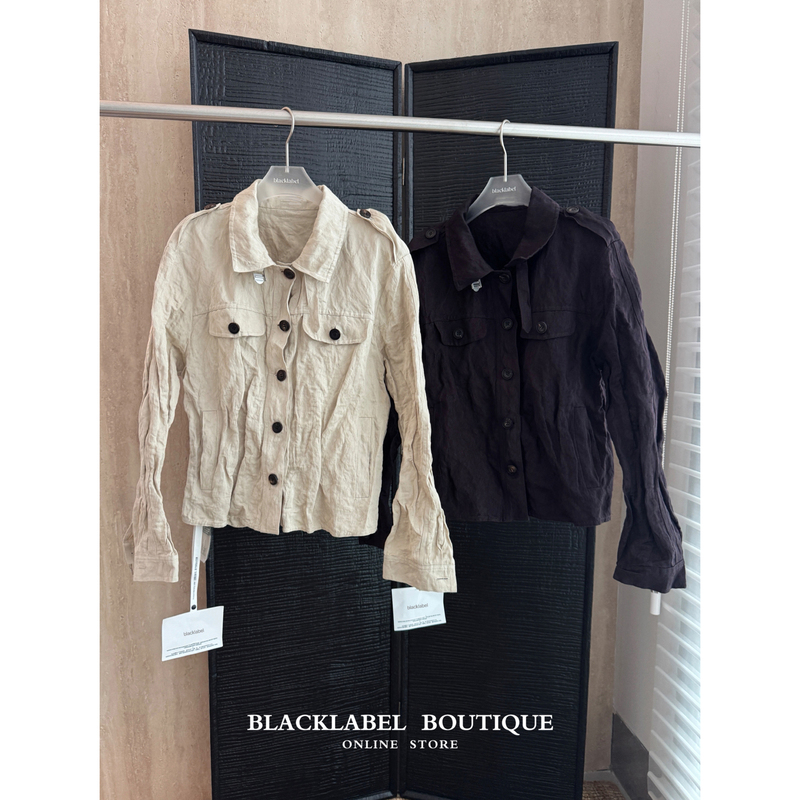 Blacklabel26 Early Autumn New Loose Casual Pleated Metallic Thread Workwear Simple Jacket Short Coat for Women Blacklabel26 Early Autumn New Loose Casual Pleated Metallic Thread Workwear Simple Jacket Short Coat for Women