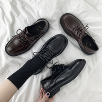 Winter jk small leather shoes women 2021 new spring and autumn English style thick bottom black loafers retro Mary Jane single shoes