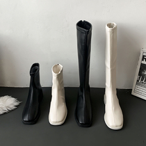 Boots women have no knees 2021 new spring and autumn Net red Joker little man thin tall Knight Boots Boots