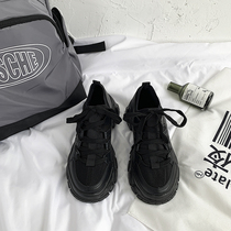 Black sports daddy shoes female ins tide 2021 New Spring Autumn niche winter wild feet small black shoes