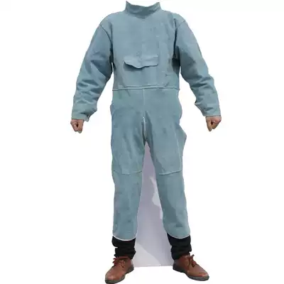 Cowhide protective clothing welding wear-resistant heat insulation fireproof flower splash work clothing welder clothing argon arc welding special leather clothing