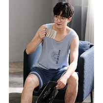 Personality printing~Simple and refreshing S F Elizaba Modal mens pajamas summer vest shorts Home
