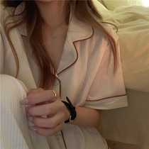 Treasure link~The owners own S F Elizaba pure cotton pajamas womens short-sleeved lapel summer home clothes