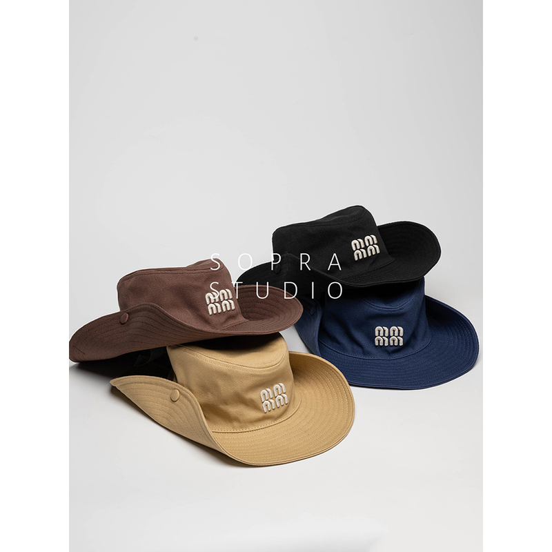 Sopra Studio·Double-Layer Letter Logo Twill Western Cowboy Fisherman Hat Sun Hat Sopra Studio·Double-Layer Letter Logo Twill Western Cowboy Fisherman Hat Sun Hat