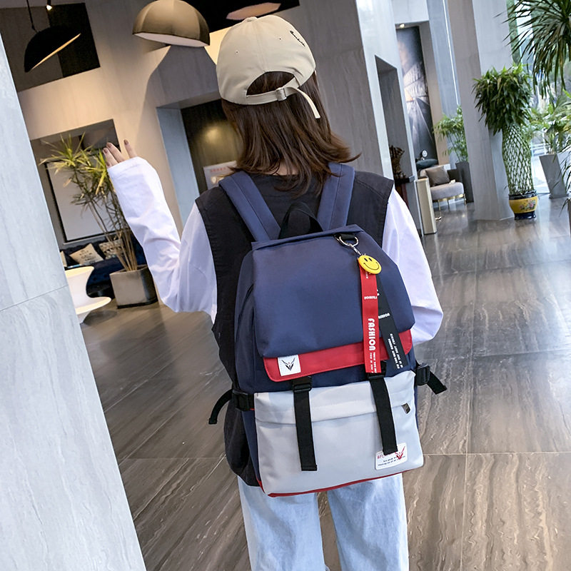 Hong Kong tide brand shoulder bag street fashion trend simple college students hit color schoolbag casual high-end travel backpack