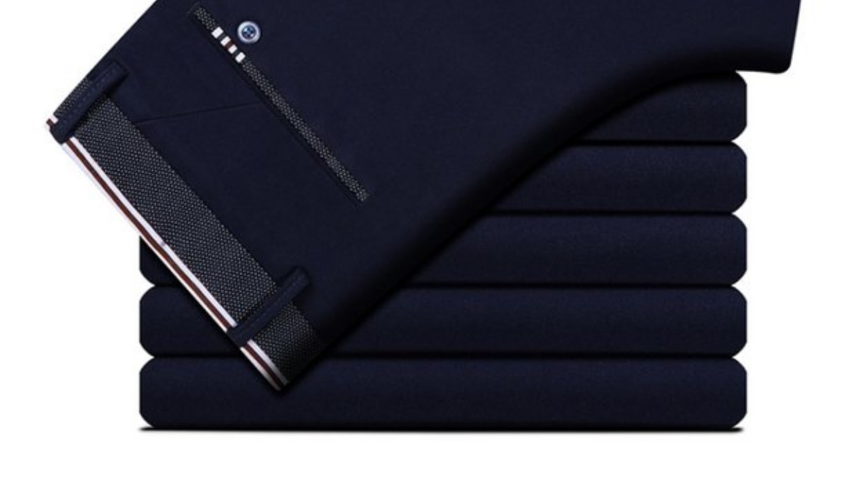 Mùa thu và mùa đông quần âu nam cao quần thun Anh dệt kim đen Quần dài thẳng quần jeans nam