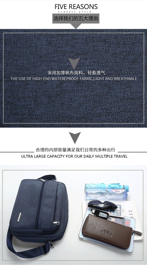 Ba lô trung niên trở lên dung lượng lớn nhiều lớp chống thấm nước Oxford vải vai Messenger túi vải túi du lịch giải trí túi nam túi elly