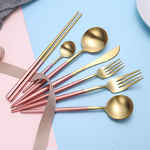 304 stainless steel knife and fork set household western tableware two-piece set ins steak knife cake fork small spoon three-piece set