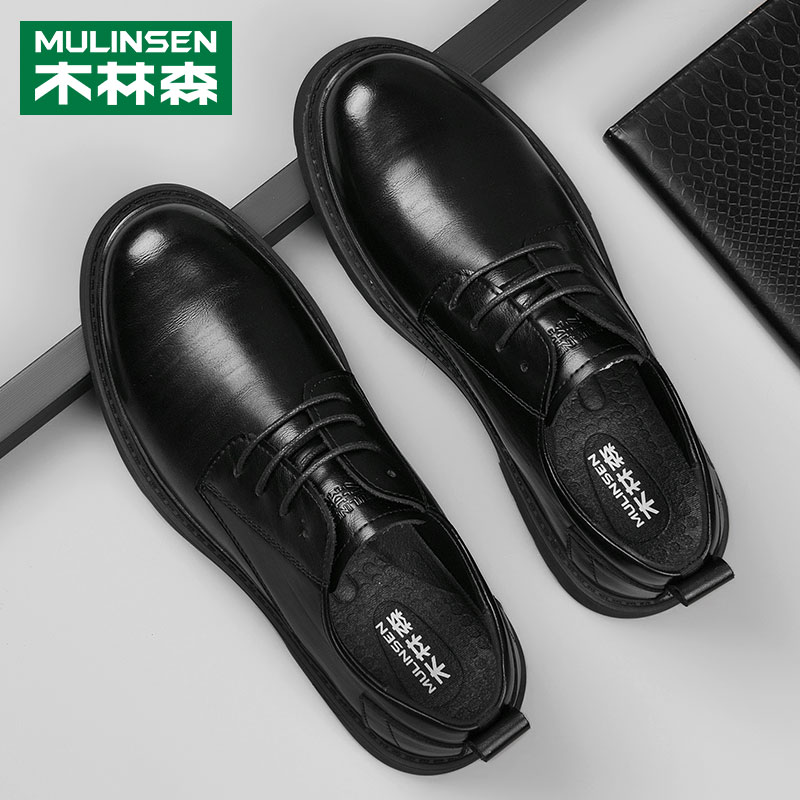 Wood Linson Men's Shoes Summer New Head Leather Shoes Man Genuine Leather Inn Wind 100 Hitch Round Head Suit Business Casual Shoes