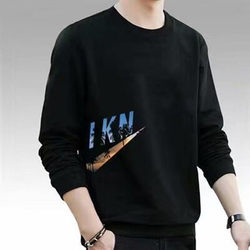 Zhongshan sweatshirt ຜູ້ຊາຍລະດູໃບໄມ້ປົ່ງແລະດູໃບໄມ້ລົ່ນຂອງອາເມລິກາຕະຫຼອດຄໍ trendy ຍີ່ຫໍ້ lazy ເທິງຊັ້ນໃນສີຂາວເສື້ອຊັ້ນໃນຝ້າຍບໍລິສຸດເສື້ອທີເຊີດແຂນຍາວ