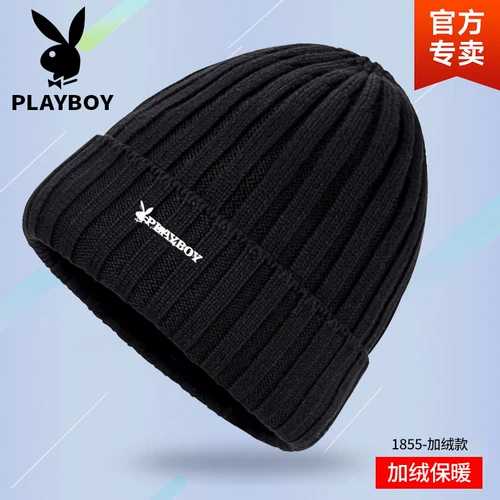 Playboy, удерживающая тепло утепленная шерстяная демисезонная зимняя вязаная шапка