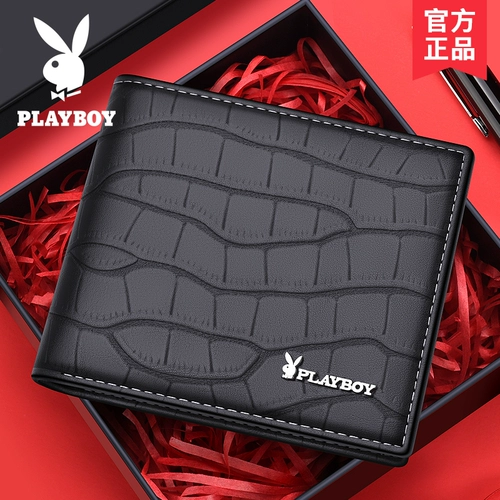 Playboy, мужской короткий бумажник, картхолдер для водительских прав, кожаный кошелек, из натуральной кожи