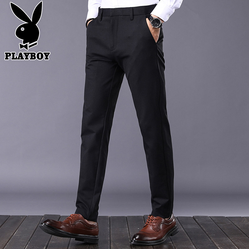 Flower Playboy Small Western Pants Men's Summer Thin business Han version Straight tube sashimi 100 hitch-free ironing casual pants