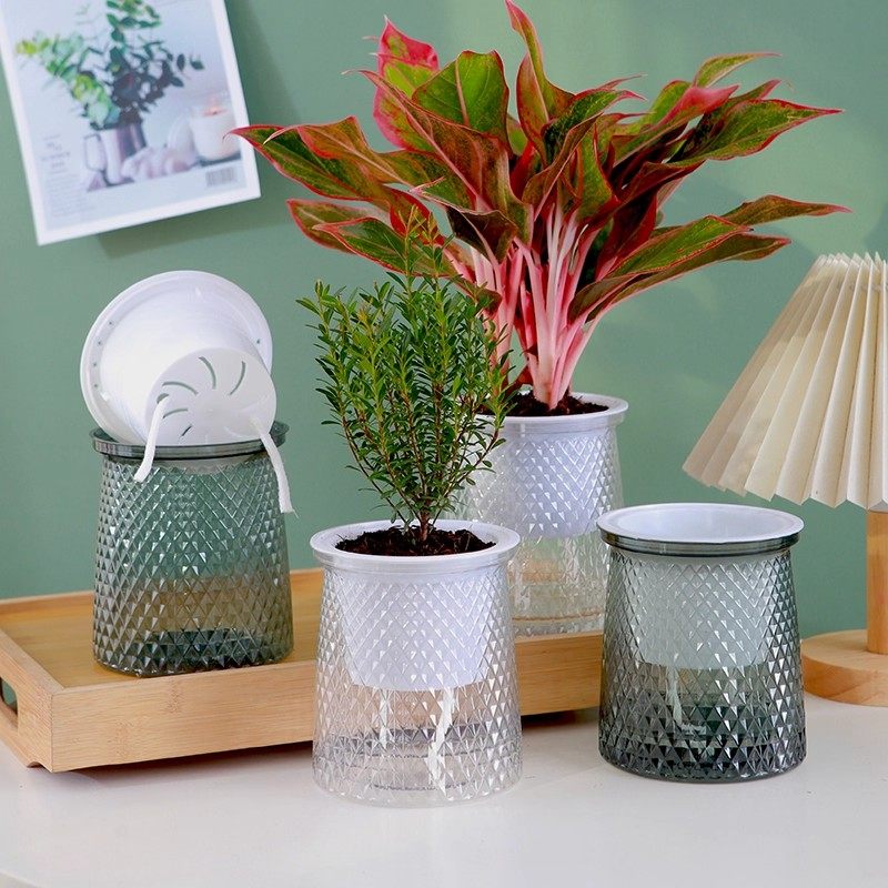 Hydroponic Plastic Self-Watering Flower Pot for Green Plants, Roses, Desktop Home Use, Resin Succulent and Lily Special Container