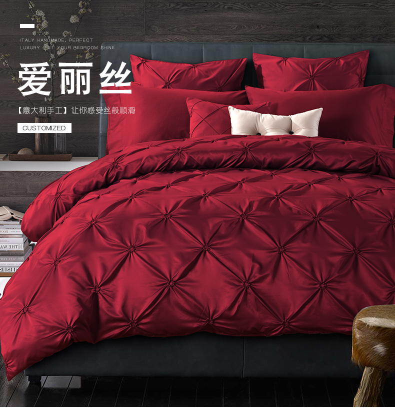 Châu âu-phong cách Mỹ cotton lớn red new wedding bốn mảnh bộ đồ giường cưới hi-bông sáu mảnh bộ đồ giường