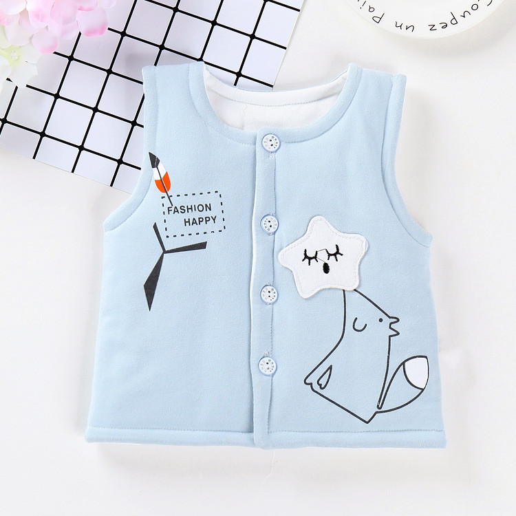 Áo vest cho bé mùa thu và mùa đông dày áo ấm cotton mở khóa áo thun bé trai
