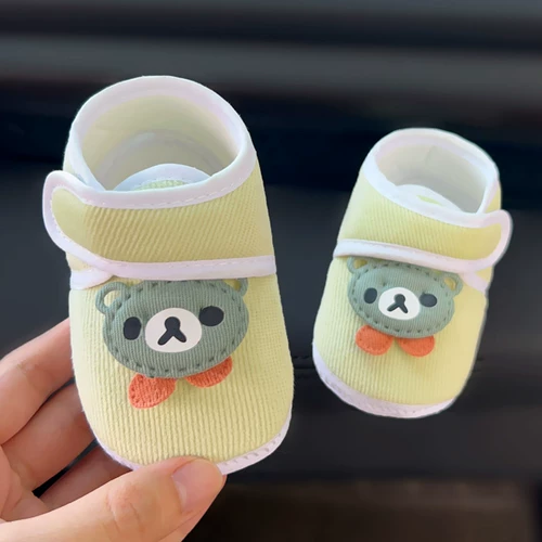 Детская стеганая обувь для раннего возраста для новорожденных, осенняя, с медвежатами, мягкая подошва, 0-1 лет