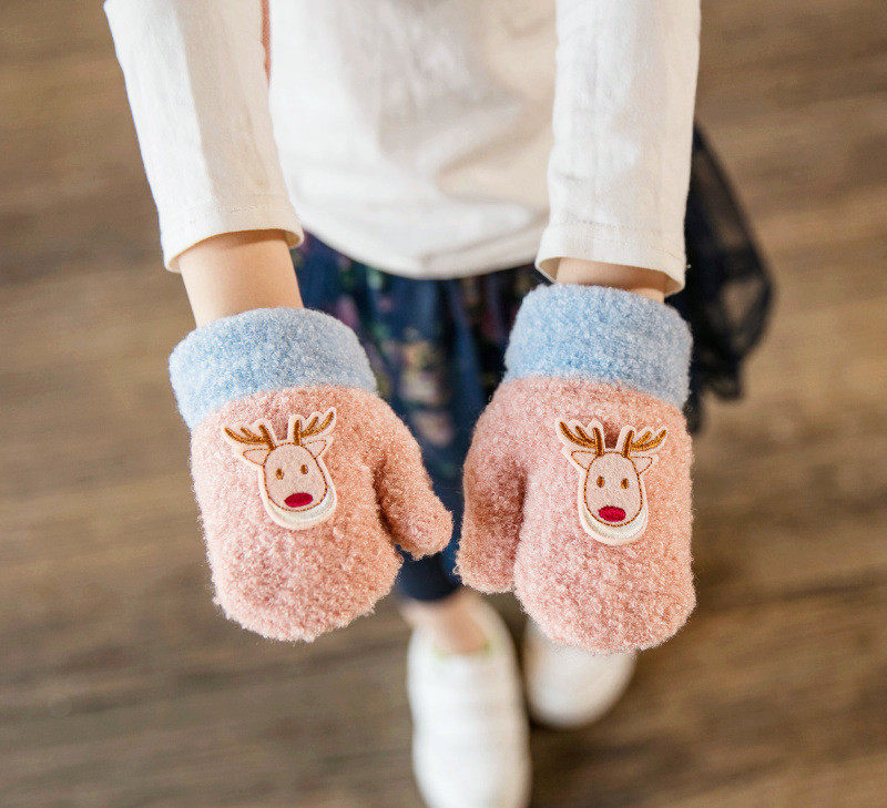 Зимние детские милые утепленные удерживающие тепло перчатки для мальчиков и девочек 