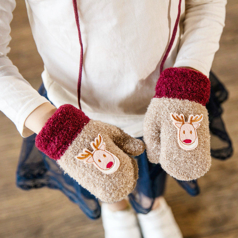 Зимние детские милые утепленные удерживающие тепло перчатки для мальчиков и девочек 