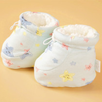 Newborn baby cotton shoes 0-1 years old winter warm plus velvet thickened baby soft bottom pure cotton non-falling cotton boot foot protector