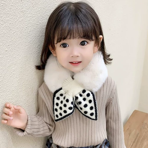 Зимний детский удерживающий тепло шарф для девочек, утепленный мягкий фальшивый воротник, бархатный шарф-платок