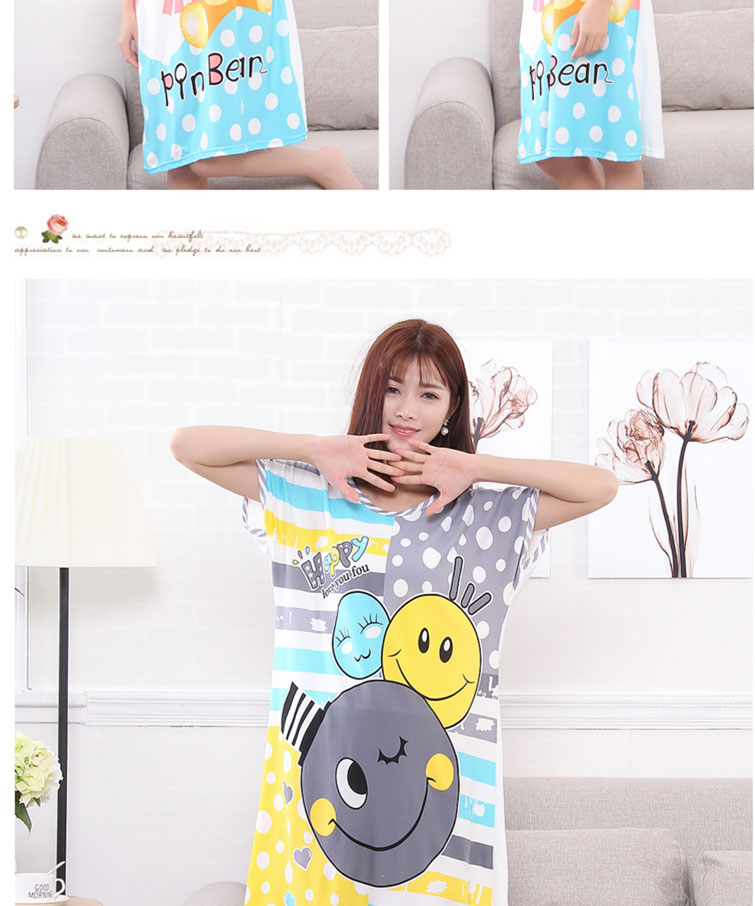 Mùa hè mới của phụ nữ ngắn tay nightdress cộng với phân bón XL dài loose casual thêm kích thước lớn đồ ngủ dịch vụ nhà