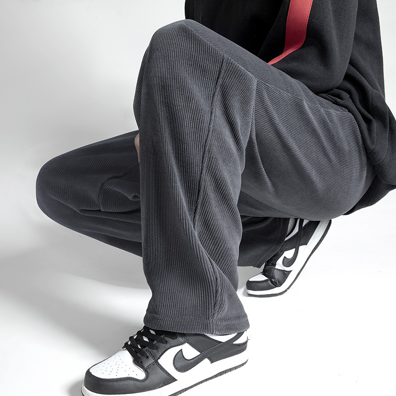Men's 2026 Spring and Autumn New Casual Pants Loose Straight-Leg Sports Sweatpants Versatile Corduroy Long Pants Men's Trendy Style