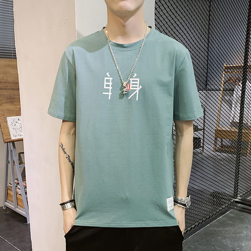 Mùa hè đàn ông mới của Hàn Quốc phiên bản của các môn thể thao T-shirt triều ngắn tay nhanh khô in thẻ nam nửa tay áo edder đáy T-shirt