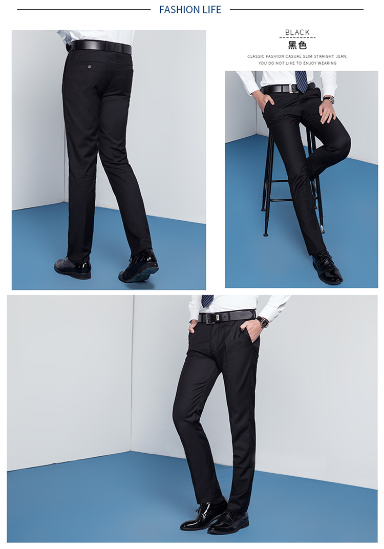 Yiwen quần tây nam kinh doanh giản dị Slim quần dài quần rộng phù hợp với quần đen thẳng mùa xuân quần tây nam ống đứng