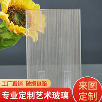 Tempered wired glass partition custom shower room sliding door office landscape painting silk glass screen half wall