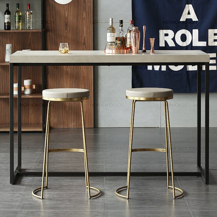 Nordic wrought iron bar chair personality bar chair creative bar table simple golden home high stool coffee table and chair