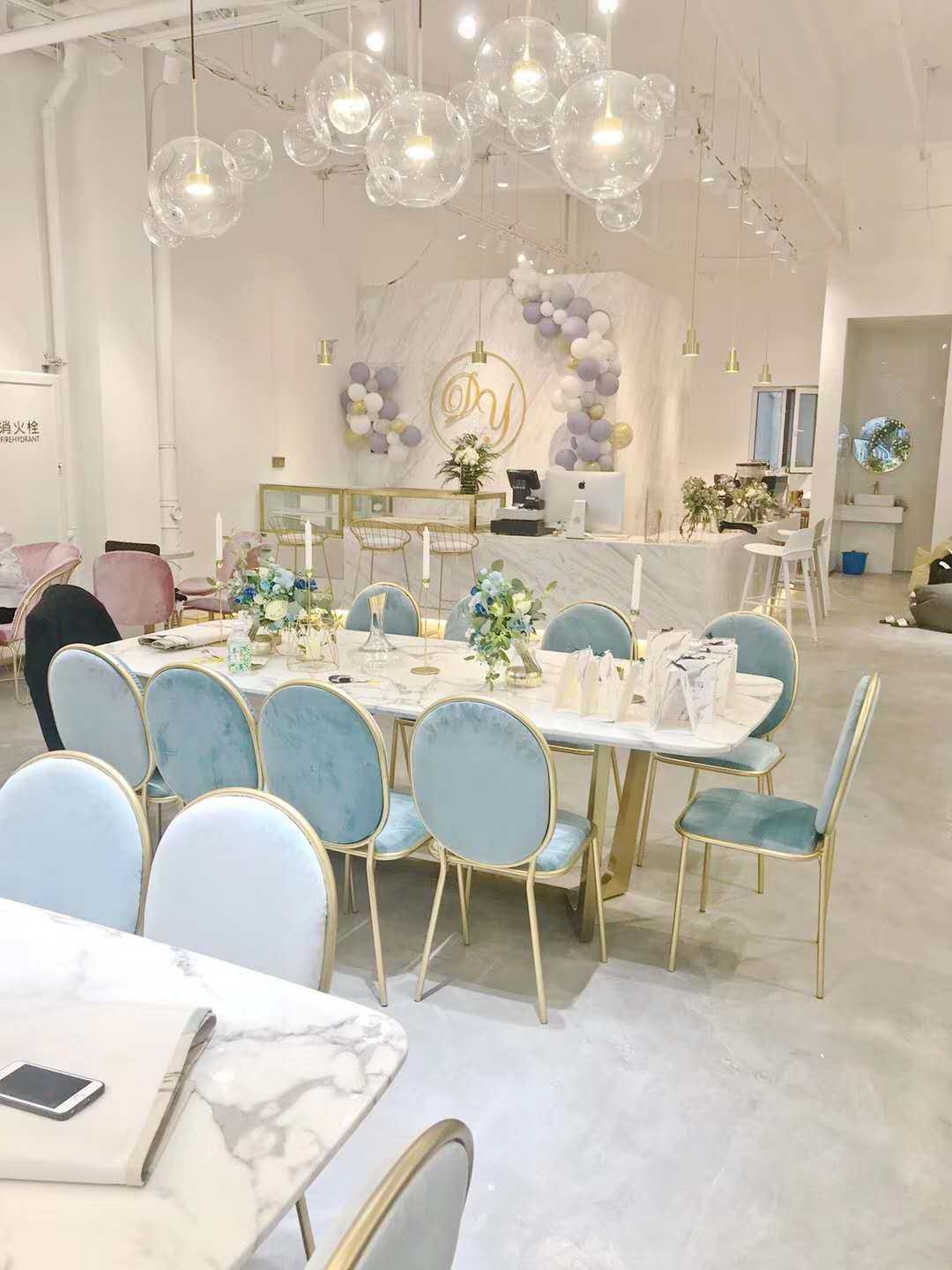 Nordic light luxury marble dining table postmodern rectangular dining table and chair combination net red small apartment dining table home