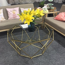 Marble coffee table Simple Nordic round stainless steel coffee table Small apartment personality creative living room sofa table combination