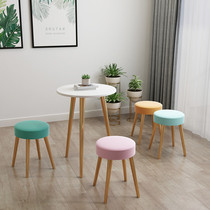 Nordic wrought iron round stool Household light luxury lazy nail art low stool Net red small stool creative stackable bench fabric