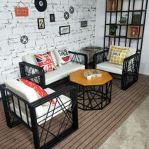 Cafe wrought iron leather sofa table and chair combination Business simple casual personality simple restaurant bar sofa