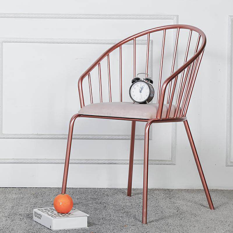 Nordic Fashion Simple Modern Golden Dining Chair Household Wrought Iron Back Chair Leisure Designer Chair Creative Computer Chair