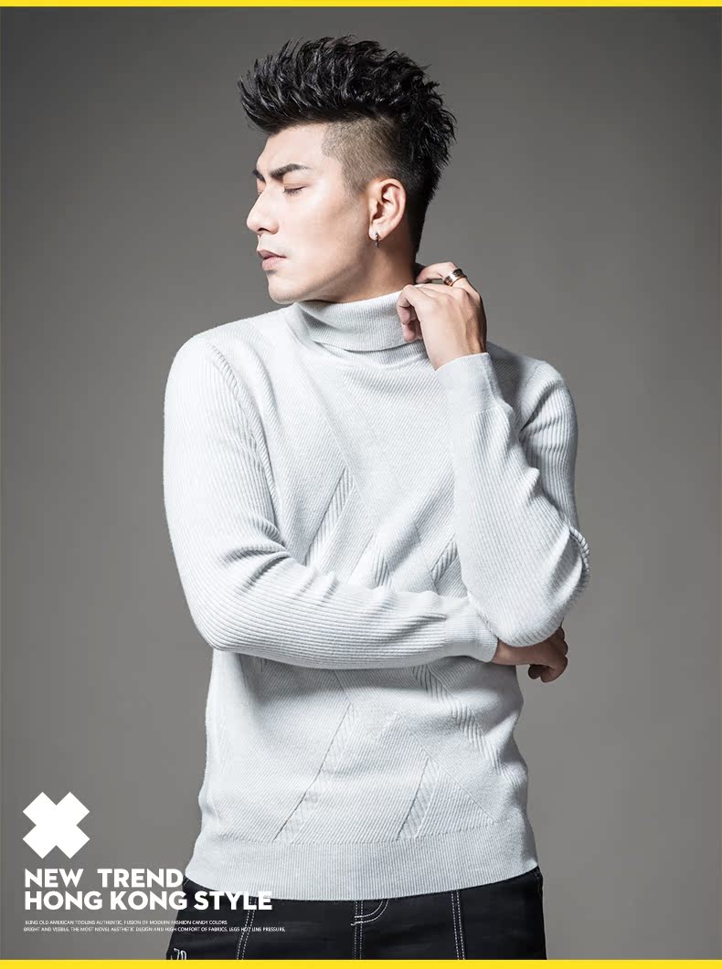 SXF Saint Xi Fan Gao Ling áo len nam phiên bản Hàn Quốc của áo sơ mi đơn giản màu rắn đáy áo len Áo len nam mỏng áo len nam cổ lọ