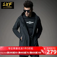 Длинная куртка, черная ветрозащитная толстовка с капюшоном, пальто, средней длины, европейский стиль