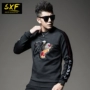 Áo len nam SXF Saint Xifan 2018 mùa thu áo mới thủy triều thương hiệu đầu hổ thêu áo len nam hoodie màu be