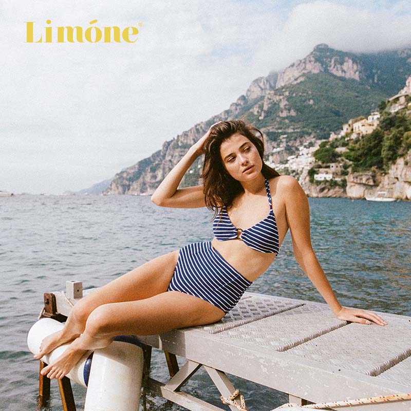 Limone2022 Winter New Triangle Cup High Waist Split Swimsuit Women's Hot Springs Gather to Show Thin and Sexy Bikini