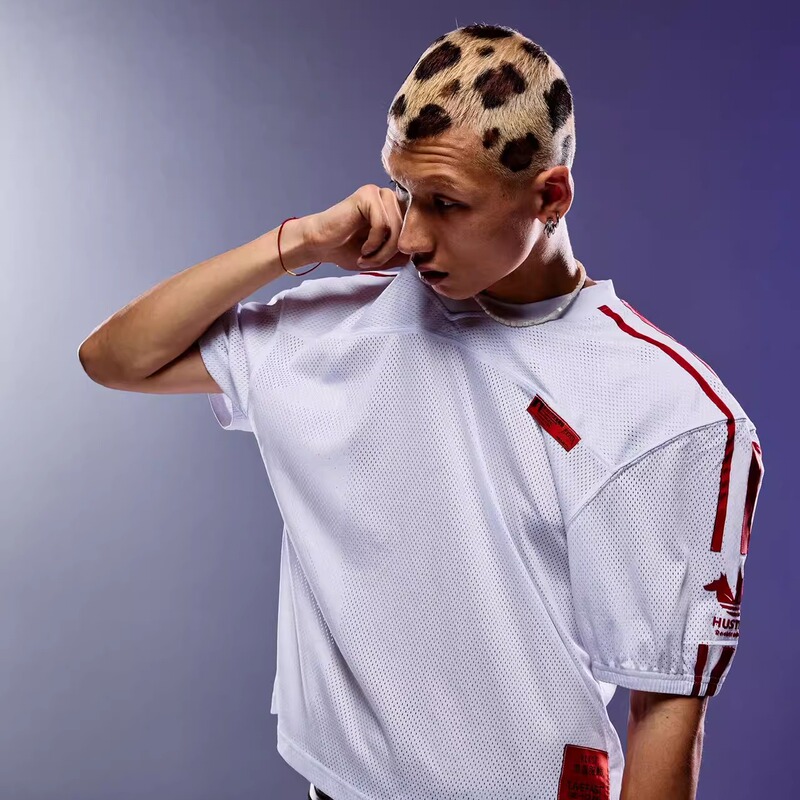 Rocksta “Ghetto Solider” Series Black and White Mesh Breathable Top Short-Sleeved Jersey T-Shirt