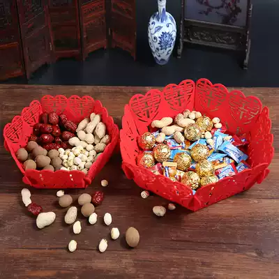Wedding supplies Wedding wedding red fruit plate Chinese non-woven dried fruit plate creative bride festive wedding props