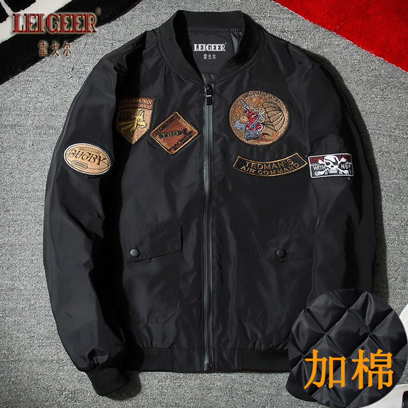 Áo khoác phi công nam Air Force Kích thước lớn Áo khoác thêu Xu hướng cá tính Thanh niên Hàn Quốc Cặp đôi mỏng Bóng chày Cotton Mặc áo khoác bóng chày bomber