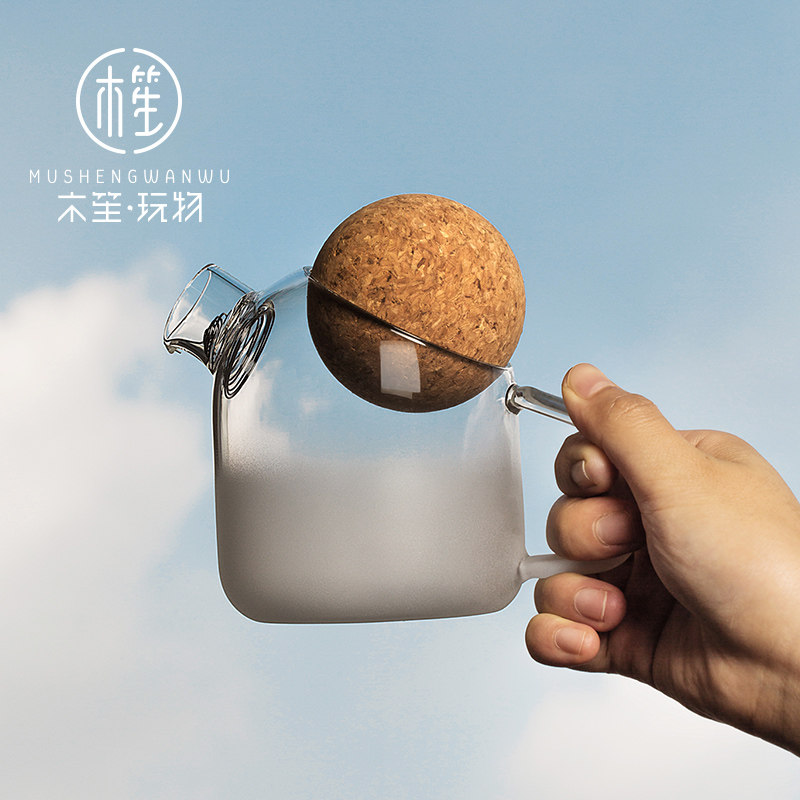 Wooden sheng plaything cloud glass frosted teapot high temperature resistance home Japanese-style pastoral wind flower teacup large capacity female
