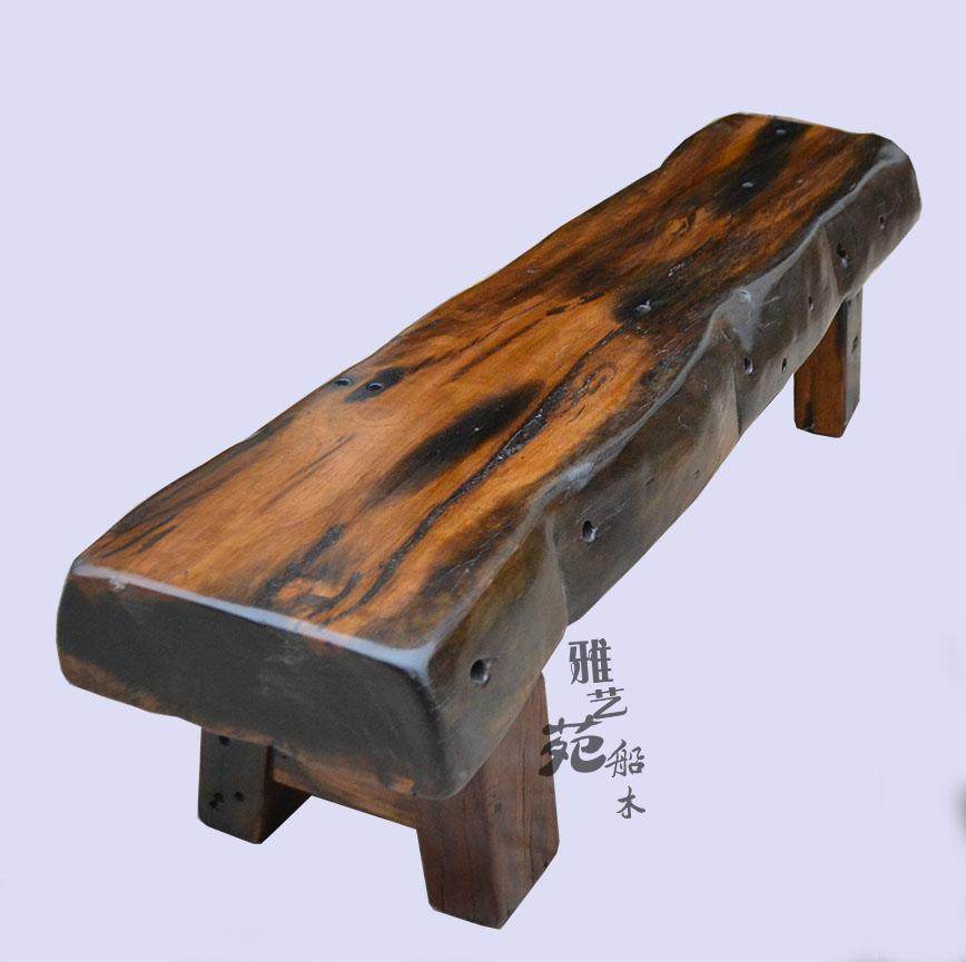 Old boat wooden bench garden bench outdoor courtyard seat bench original ecological heavy solid wood low stool
