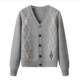 Xiangyongzi diamond jacquard V-neck knitted cardigan sweater jacket for women spring and autumn loose