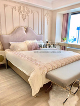 French light luxury solid wood bed Small red book 1 8-meter double bed Net Red Princess master bed Taro purple solid wood wedding bed