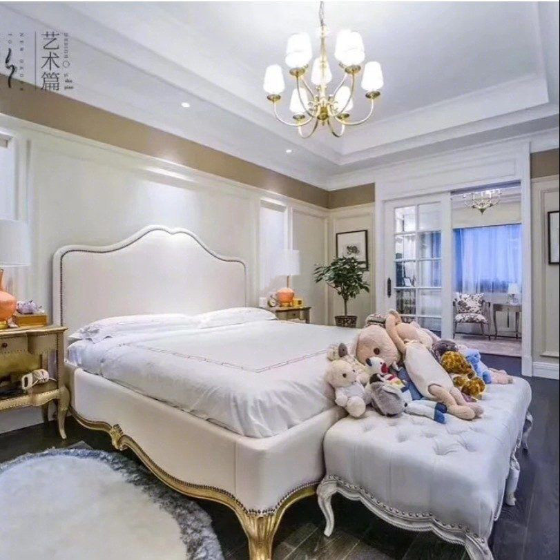 American light luxury solid wood bed French romantic kiss Solid wood bed European Solid wood bed Master bedroom Princess bed Wedding bed